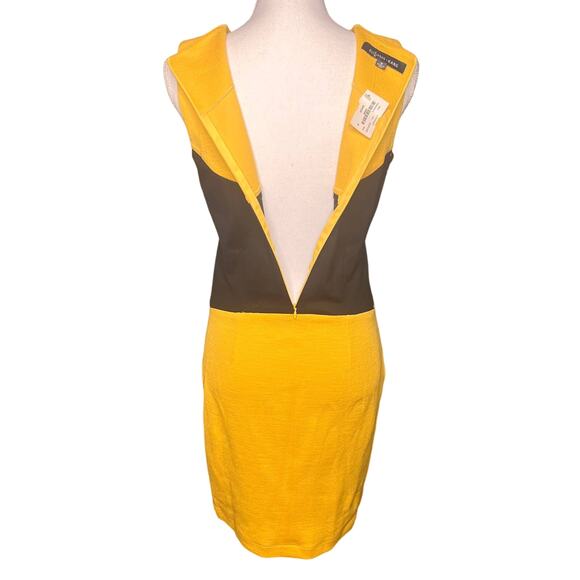 Buchanan Kang Size 4 Yellow Black Bodycon Sheath Dress Cinch Corset Sleeveless - Picture 6 of 8